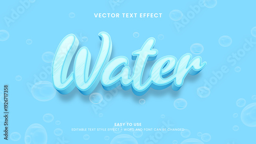 water editable text effect 3d vector