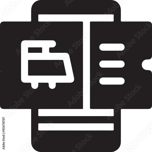 Black and white of bus ticket with lines