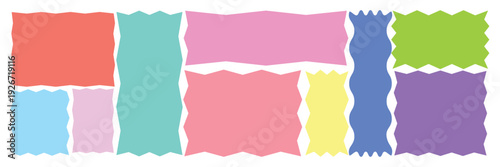 Set of colorfull fabric zigzag edge collection.