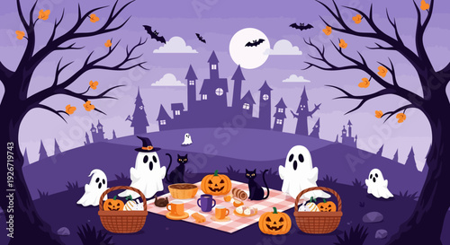 Ghosts Having Halloween Party.