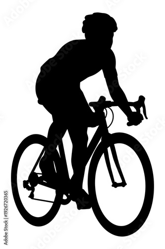 Silhouette vector illustration of a competitive cyclist riding a road bicycle fast