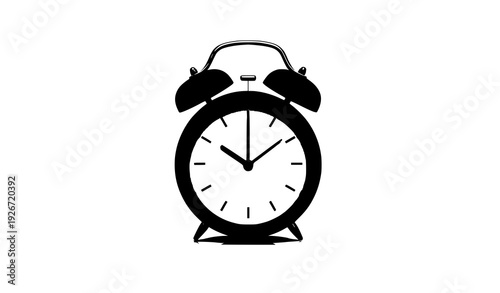 Vintage Purple Alarm Clock 3D Illustration with Black Hands Isolated