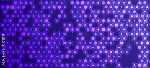 Blue Hexagon Pattern. Abstract Medical Chemical Tech Background. Hexagonal Pattern for Hi-Tech Science Design. Cyber Hexagon 3D Grid Sci-Fi Game Backdrop. Vector Illustration.
