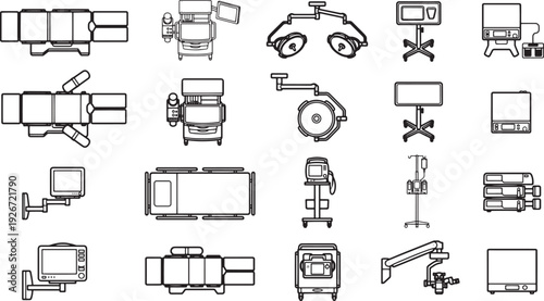 Illustrative overview of medical equipment, capturing a detailed representation of tools vital for healthcare, presented in a clear and concise format.