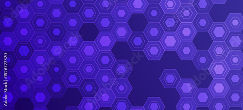 Blue Hexagon Pattern. Abstract Medical Chemical Tech Background. Hexagonal Pattern for Hi-Tech Science Design. Cyber Hexagon 3D Grid Sci-Fi Game Backdrop. Vector Illustration.