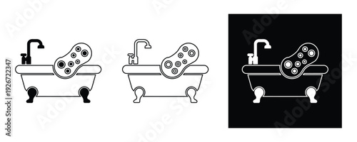 Modern bathtub with jets in different styles and colors for bathroom design