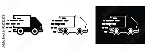 Delivery trucks in motion with speed lines