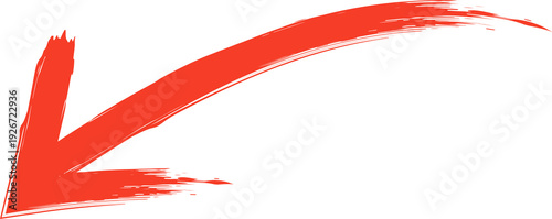 Konstfotografi A dynamic red brushstroke arrow pointing to the left on transparent background