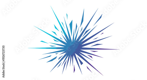 Dynamic explosion of blue hues radiating from a central point, capturing energy and movement in an abstract illustration.