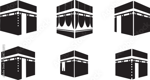 Vector illustration set of black business building and house icons for computer paper box design symbols