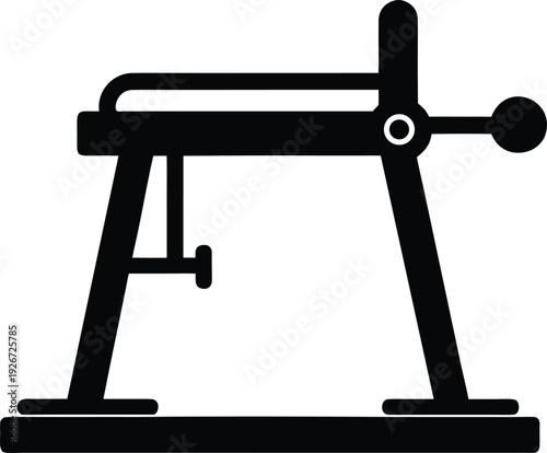 reverse hyperextension machine silhouette vector art illustration, black and white design