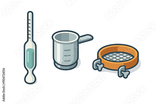 Home brewing equipment set with hydrometer measuring cup and filter sieve