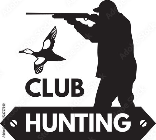 Hunting club badge. Shooting hunter black logo