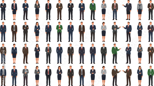 Business professionals illustration, diverse corporate workforce workplace attire organizational team character design vector artwork, lifestyle and office theme, isolated background