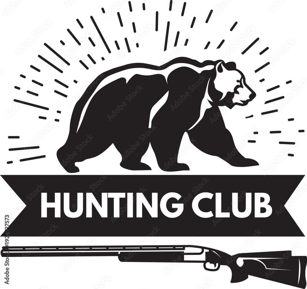 Obraz premium Hunting club retro symbol. Bear hunt logo