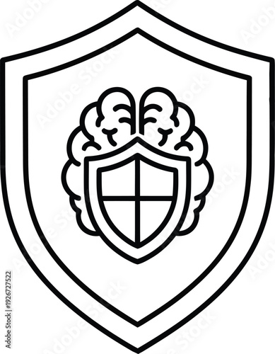 Shield emblem featuring a lion s head and central cross design in black and white