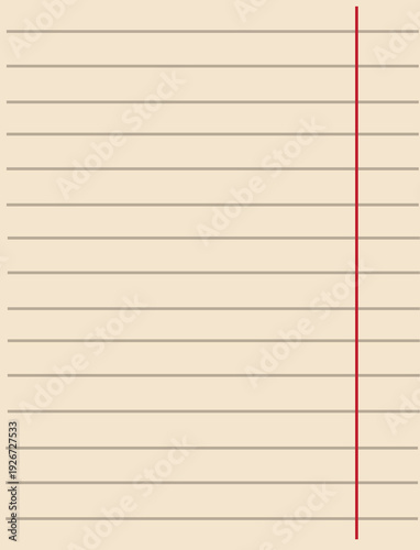 Lined notebook sheet. Blank paper page template