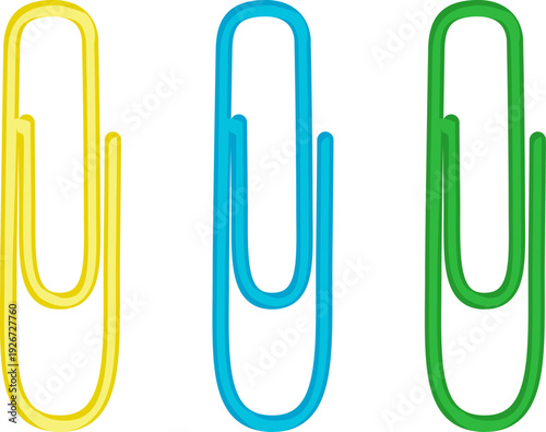 Color paper clips. Metal office attach icon