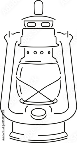 Camping lantern line icon. Outdoor kerosene lamp
