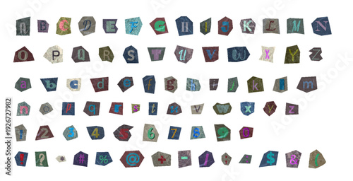 Magazine font random note letter. Cut Letters. Clipping alphabet. Vector font