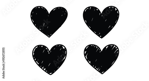 Four black hearts arranged in a grid a striking silhouette