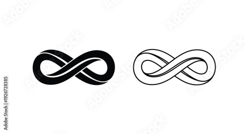 Two intertwined infinity symbols one dark and one light silhouette