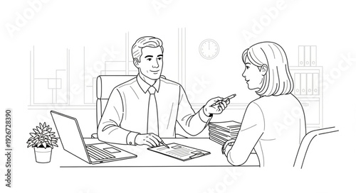 Man and Woman Discussing Business.