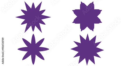 Abstract purple starburst shapes arranged vertically a bold silhouette