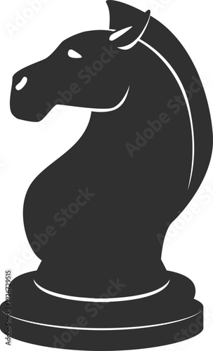 Knight chess game figure. Black stallion statue