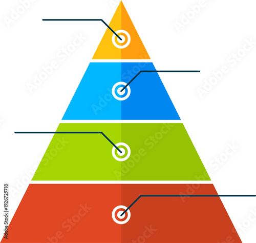 Level triangular diagram. Color pyramid chart template