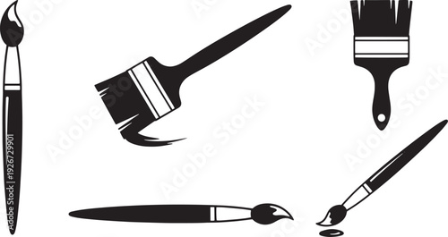 Paint brushes in black and white.