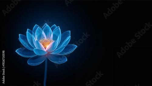 Elegant Blue Lotus Flower with Subtle Glow on Dark Background