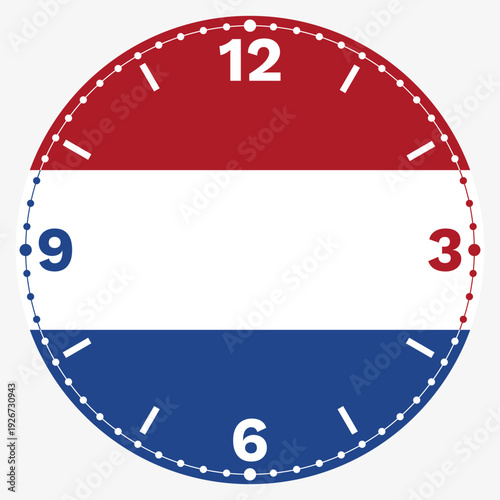 Netherlands Flag Clock Face Design - Patriotic Dutch Watch Dial with Text