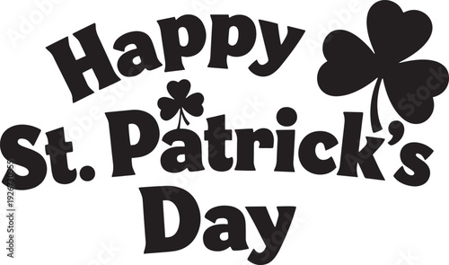 Happy St. Patrick's Day text with shamrock symbol.