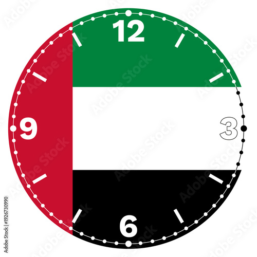 United Arab Emirates Flag Clock Face Design - Patriotic UAE Watch Dial with Text