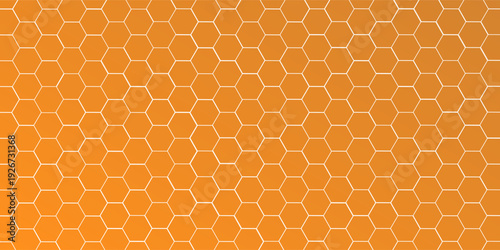 Seamless pattern with orange honeycomb, hexagon repeat background simple design modern