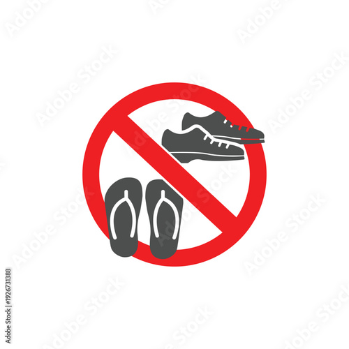 vector design prohibiting the use of footwear, shoes and sandals