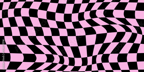 Pink groovy psychedelic wavy chessboard background, hippie twisted checkerboard, gingham pattern backdrop, cut out ,png transparent simple design