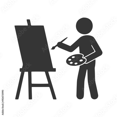 絵を描く人物のシルエットアイコン