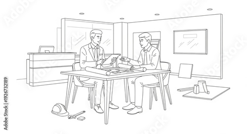 Man and Woman Sitting at Table.