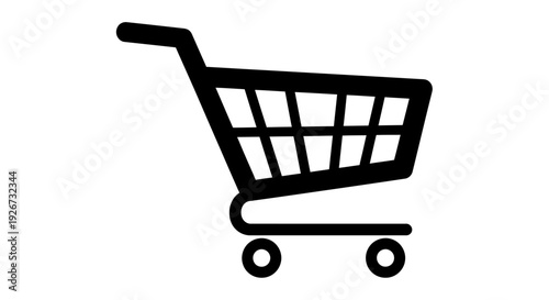 Classic Shopping Cart Solid Icon for E-commerce and Retail, isolated white background.