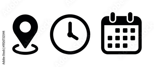 Address Time Date Icon Vector for Event Elements
