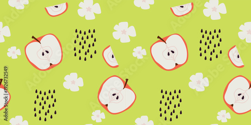 Fresh Lime Green Apple Seamless Pattern for Organic Food and Eco Friendly Branding