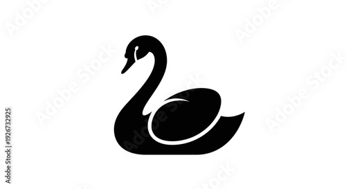 Minimalist Black Swan Logo Design on Isolated White Background