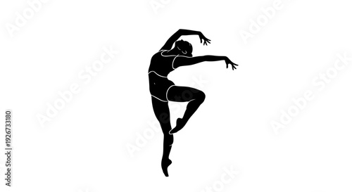 Dynamic Female Dancer Silhouette in an Energetic and Expressive Pose on Isolated White Background