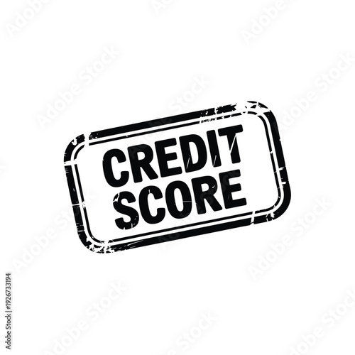 Credit score rubber stamp vector icon with distressed black ink grunge textures