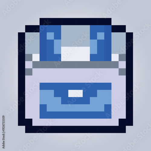 Blue Treasure Chest 16x16 Tile Fantasy Loot Box with Lock – Medieval RPG Storage Container Icon