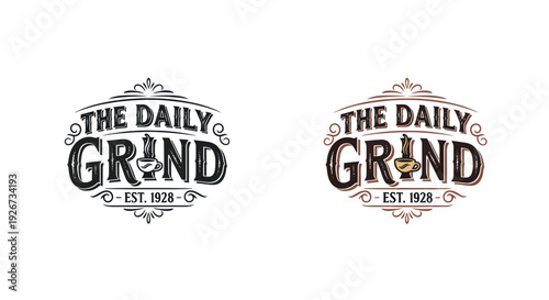 The Daily Grind Coffee Logo - Vintage Style Est. 1928