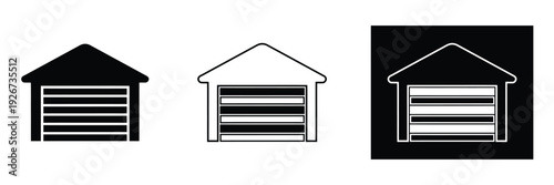 Modern house icons in black and white for architecture design