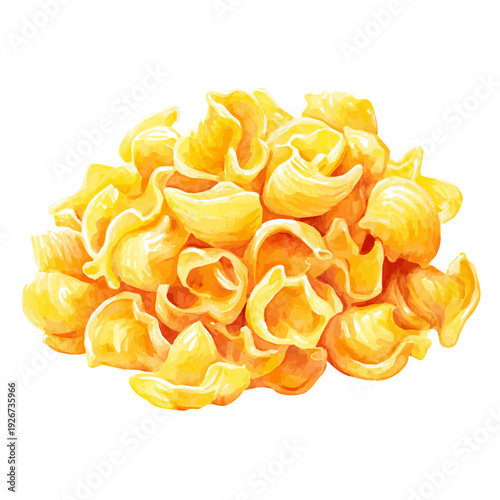 Watercolor-style vector illustration of Mac And Cheese, isolated on a clean white background.